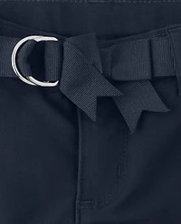 Girls Wrinkle-Resistant Belted Chino Pants