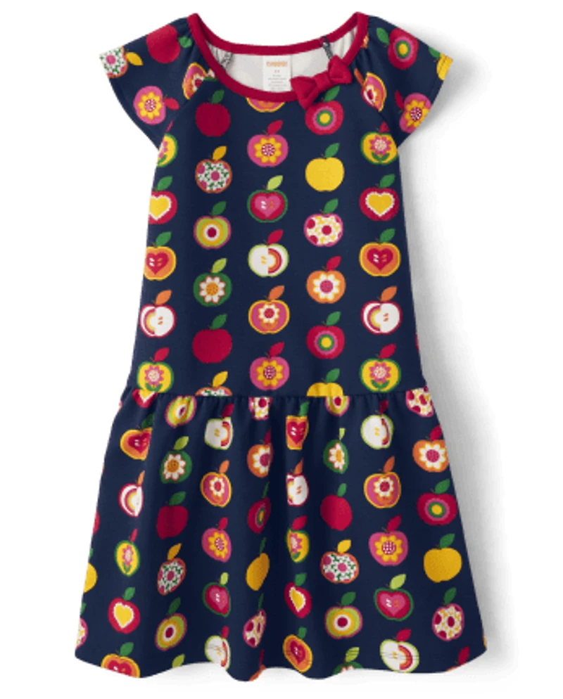 Girls Apple Ponte Peplum Dress - Orchard