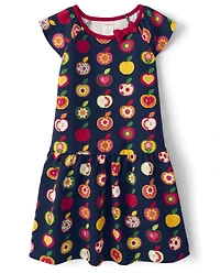 Girls Apple Ponte Peplum Dress - Orchard