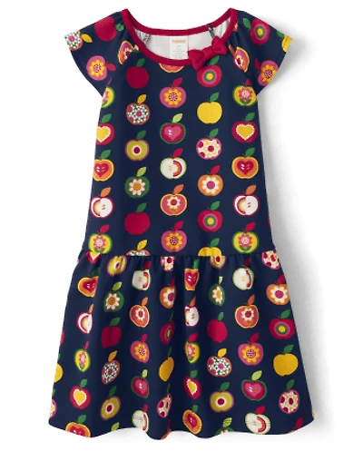 Girls Apple Ponte Peplum Dress - Orchard