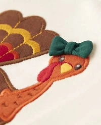 Girls Embroidered Turkey Flutter Top - Happy Harvest