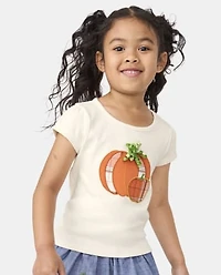 Girls Embroidered Pumpkin Top - Lil'
