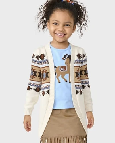 Girls Intarsia Fairisle Long Cardigan - Montana Mountain