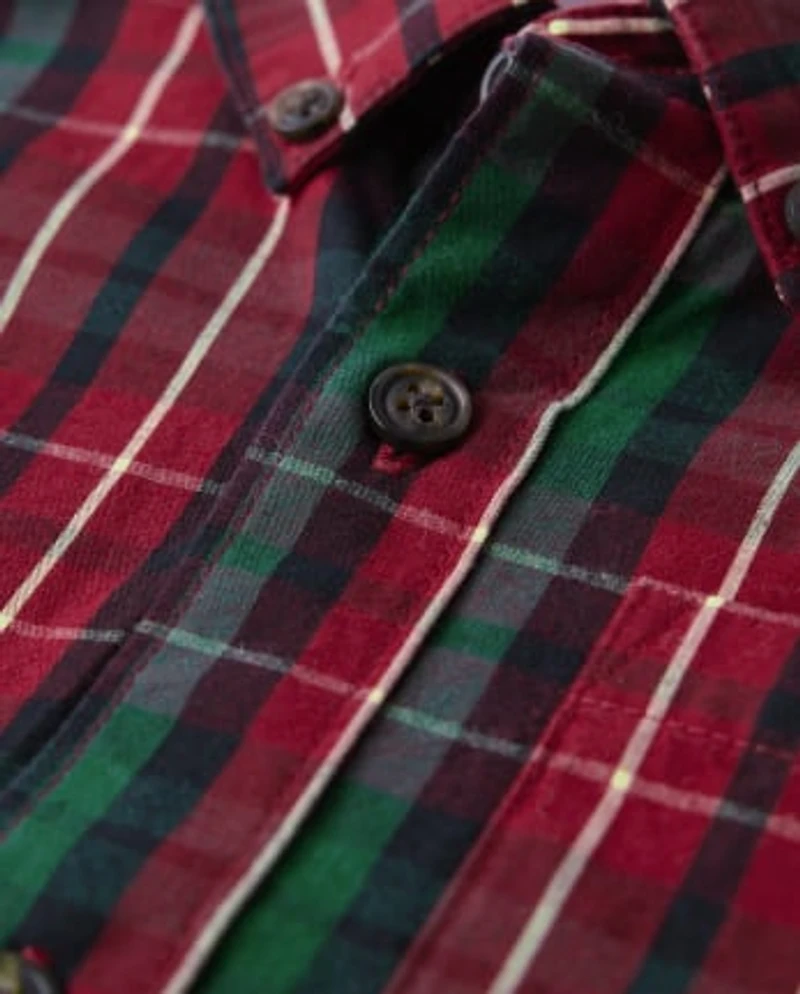 Boys Matching Family Plaid Poplin Button Up Shirt - A Royal Christmas
