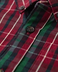 Boys Matching Family Plaid Poplin Button Up Shirt - A Royal Christmas