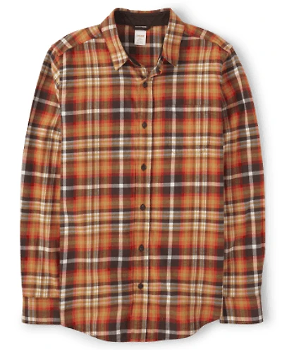 Mens Dad And Me Plaid Twill Button Up Shirt - Happy Harvest