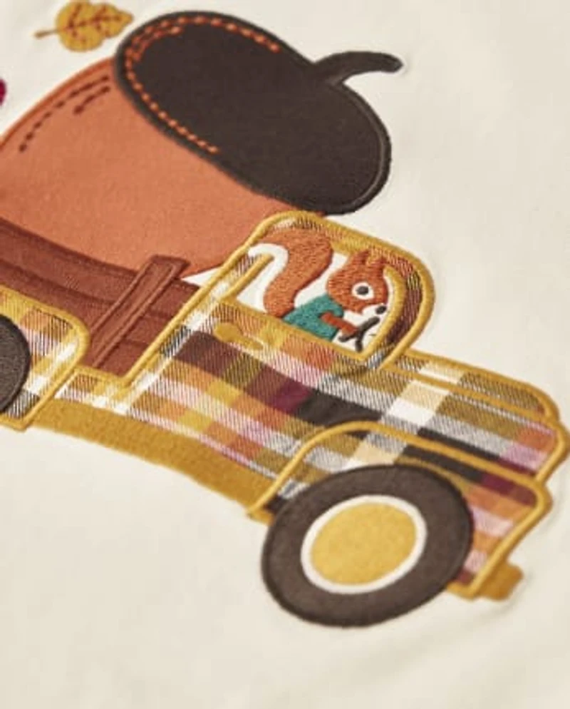 Boys Embroidered Truck Raglan Top - Happy Harvest