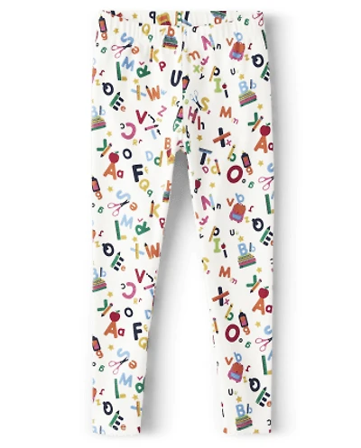 Girls Alphabet Leggings - Apple Orchard