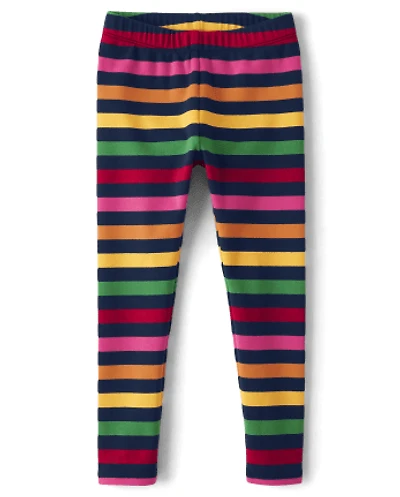 Girls Rainbow Striped Leggings - Apple Orchard