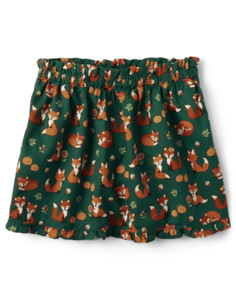 Girls Fox Flannel Skort - Friendly
