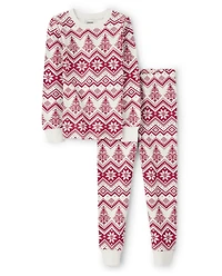 Kids Matching Family Christmas Fairisle Snug Fit Cotton Pajamas - Gymmies