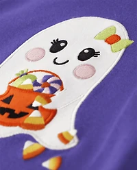 Girls Embroidered Ghost Top - Trick or Treat