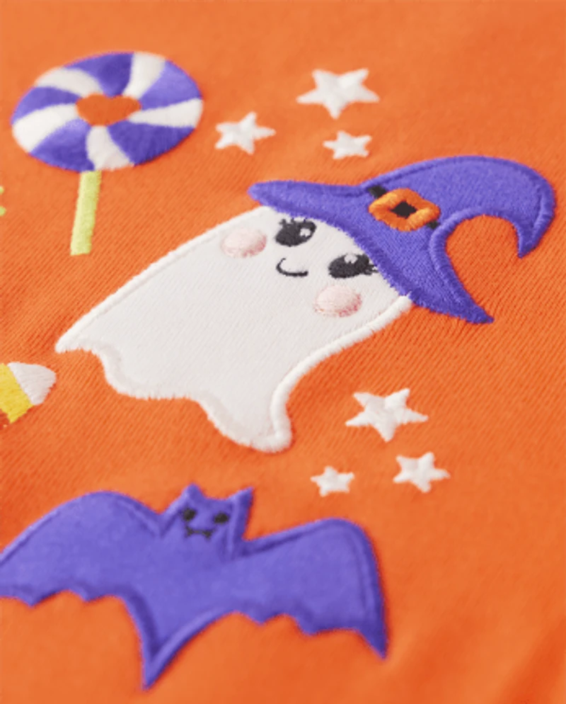 Girls Embroidered Halloween Doodles Top - Trick or Treat