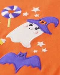 Girls Embroidered Halloween Doodles Top - Trick or Treat