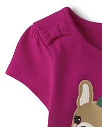 Girls Embroidered Dog Top - Prep School