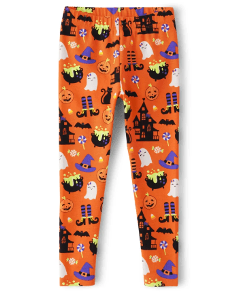Girls Halloween Doodle Leggings - Trick or Treat