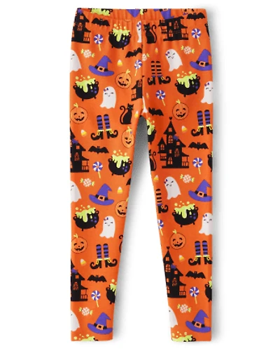 Girls Halloween Doodle Leggings - Trick or Treat