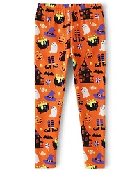 Girls Halloween Doodle Leggings - Trick or Treat