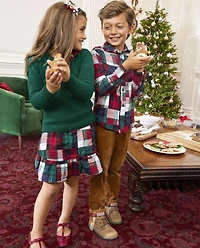 Boys Corduroy Roll Cuff Pants - Christmas Cabin
