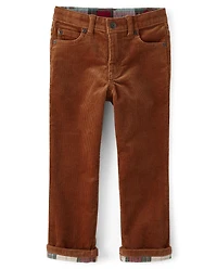 Boys Corduroy Roll Cuff Pants - Christmas Cabin