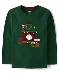 Boys Embroidered Santa Top - Nutcracker