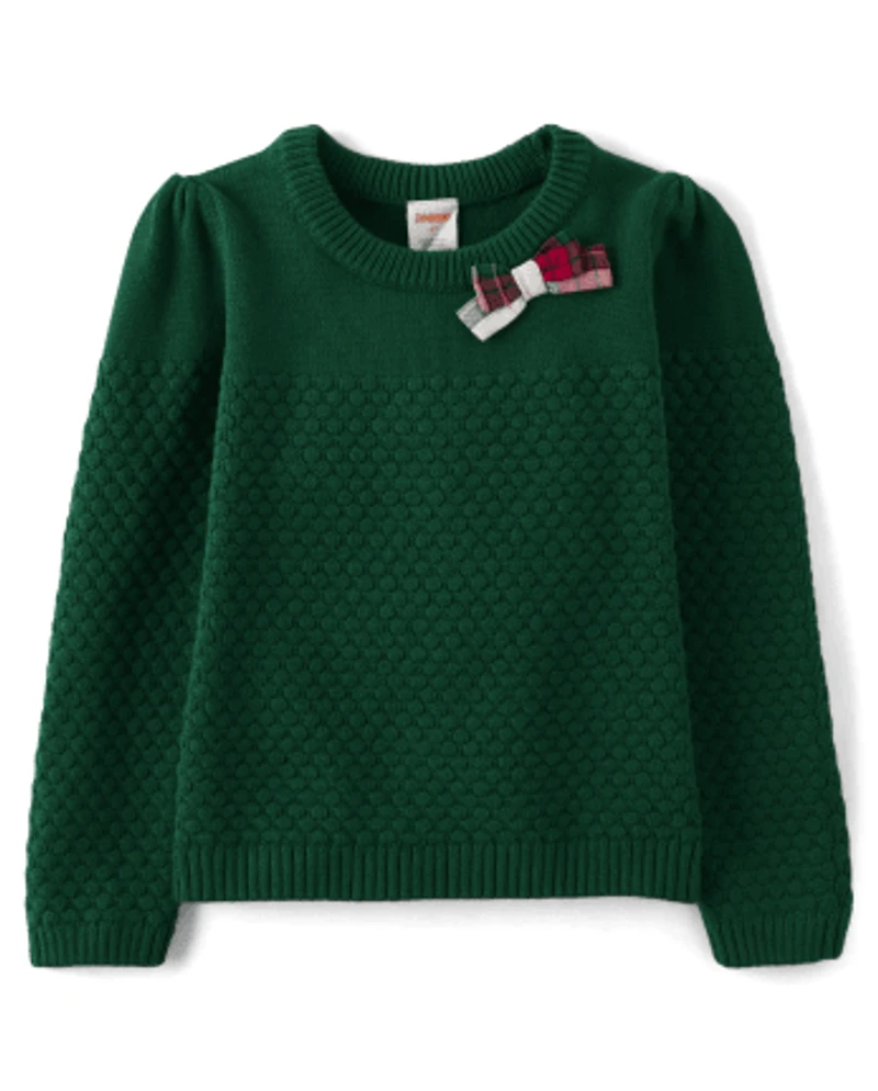 Girls Bow Sweater - Christmas Cabin