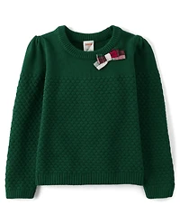 Girls Bow Sweater - Christmas Cabin