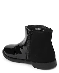 Girls Faux Patent Leather Pearl Boots - Ladies And Gentlemen