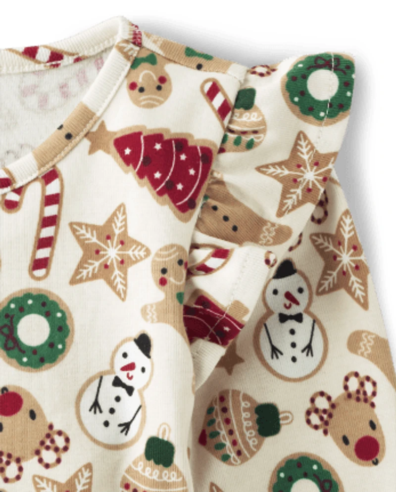 Girls Christmas Cookies Ruffle Dress - Cabin