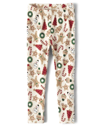 Girls Christmas Cookie Leggings - Cabin