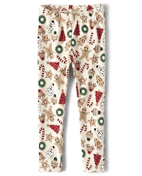 Girls Christmas Cookie Leggings - Cabin