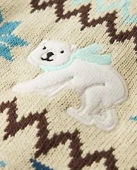 Girls Applique Polar Bear Fairisle Sweater - Nordic Adventure