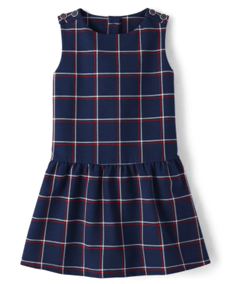 Girls Plaid Ponte Peplum Dress - Parisian Chic
