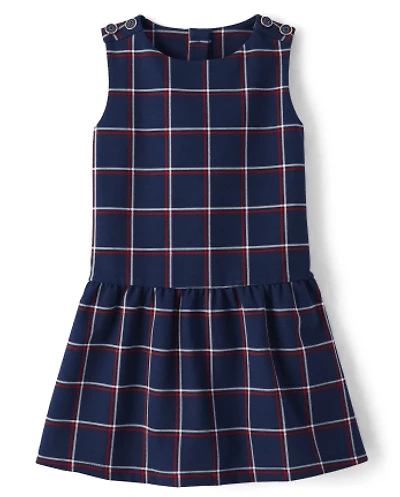Girls Plaid Ponte Peplum Dress - Parisian Chic