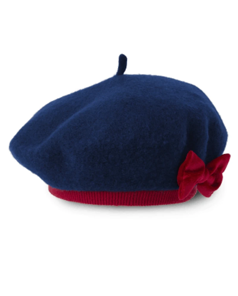 Girls Bow Beret - Parisian Chic