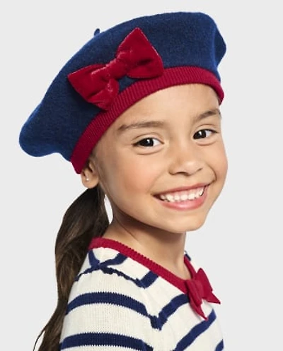 Girls Bow Beret - Parisian Chic
