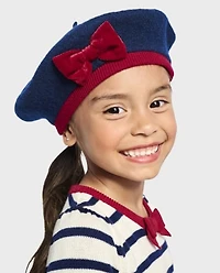 Girls Bow Beret - Parisian Chic
