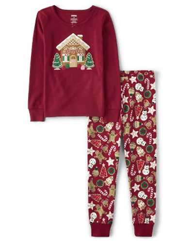 Girls Gingerbread Snug Fit Cotton Pajamas - Gymmies