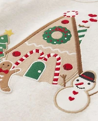 Girls Embroidered Gingerbread House Top - Christmas Cabin