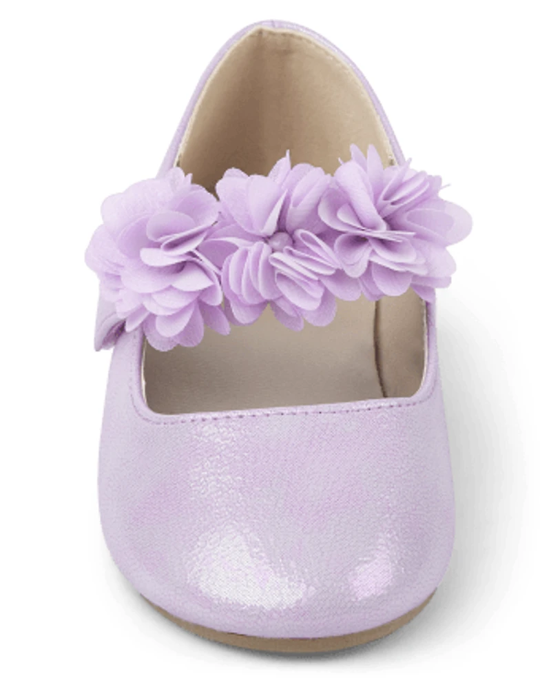 Girls Floral Ballet Flats - Lavender Fields