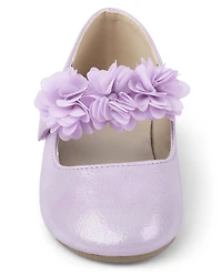 Girls Floral Ballet Flats - Lavender Fields