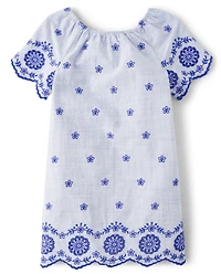 Girls Mommy And Me Eyelet Shift Dress - Bon Voyage