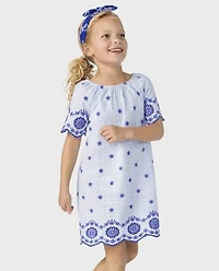 Girls Mommy And Me Eyelet Shift Dress - Bon Voyage