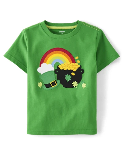 Boys Embroidered Rainbow Top - Little Leprechaun
