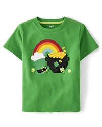 Boys Embroidered Rainbow Top - Little Leprechaun