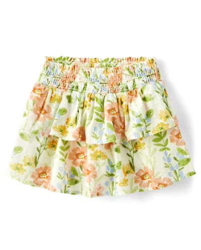 Girls Floral Tiered Skirt - Prairie Fields