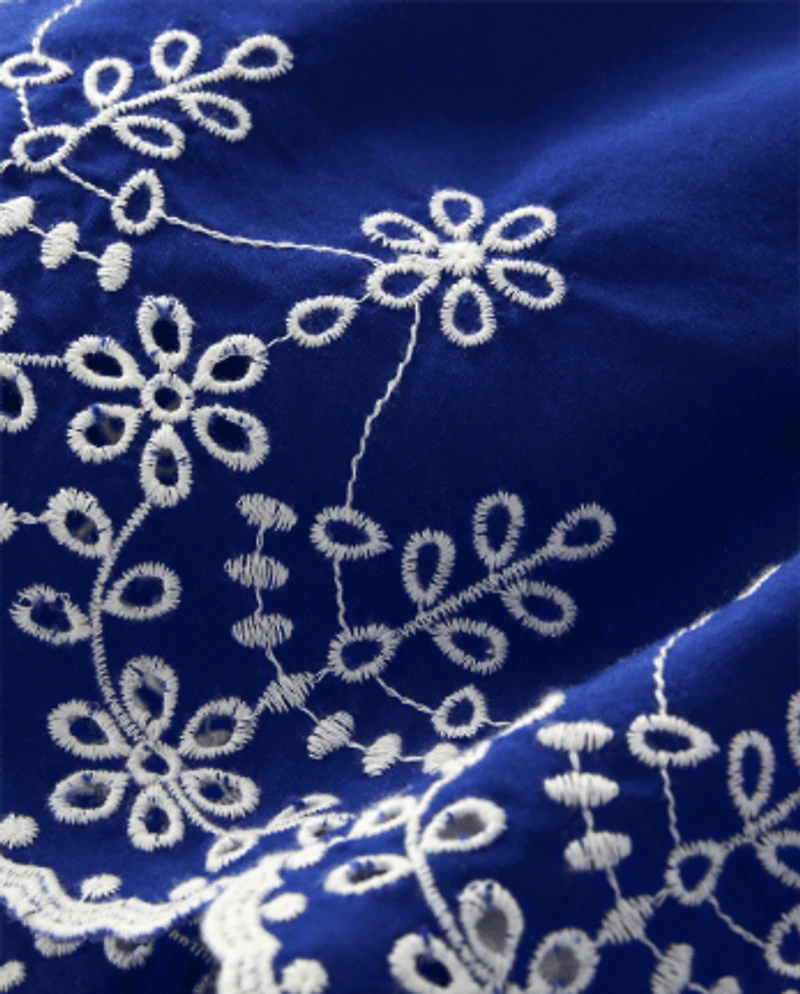 Girls Mommy And Me Eyelet Fit Flare Dress - Blue Belle