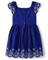 Girls Mommy And Me Eyelet Fit Flare Dress - Blue Belle