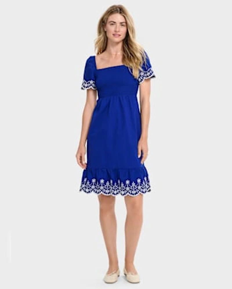 Womens Mommy And Me Eyelet Tiered Dress - Blue Belle