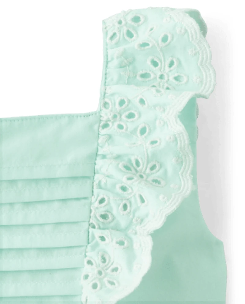Girls Mommy And Me Pintuck Eyelet Ruffle Dress - Signs of Spring